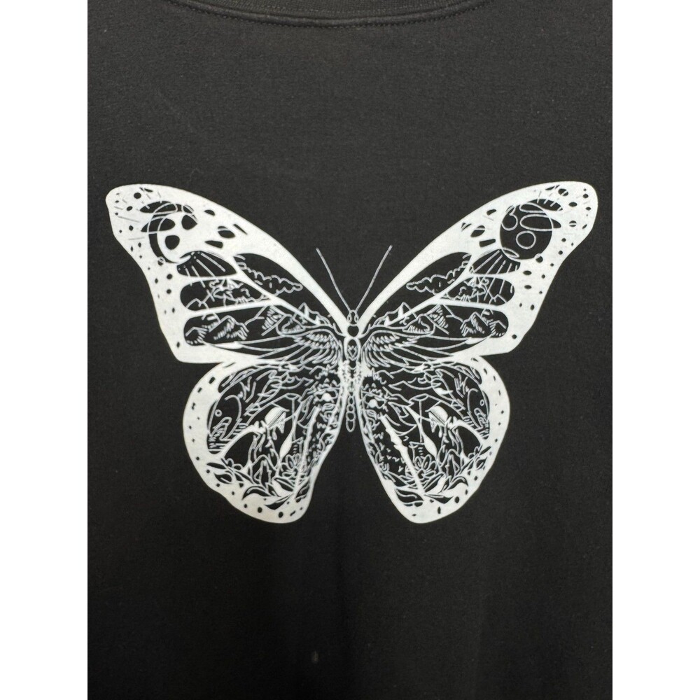 Silver Beach XL Unisex Sweatshirt Butterfly Print Black Long Sleeve Crewneck - Picture 6 of 7